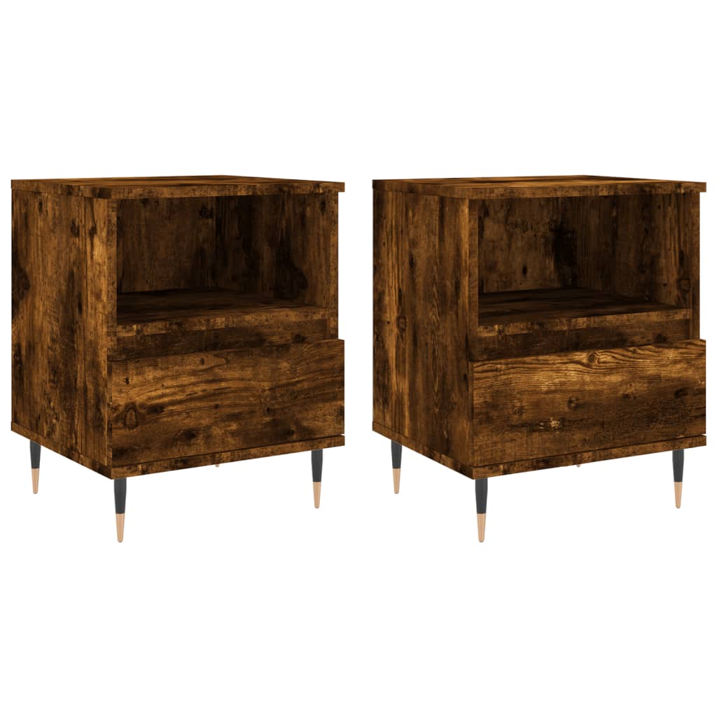 Vidaxl mesas de cabeceira 2 pcs derivados de madeira carvalho fumado