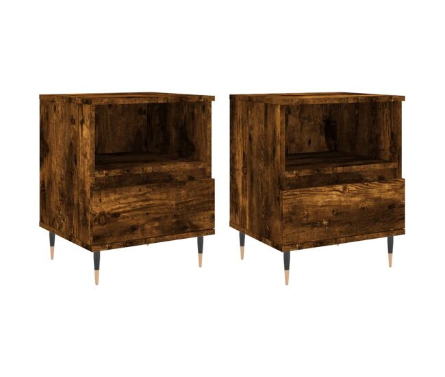 Vidaxl mesas de cabeceira 2 pcs derivados de madeira carvalho fumado