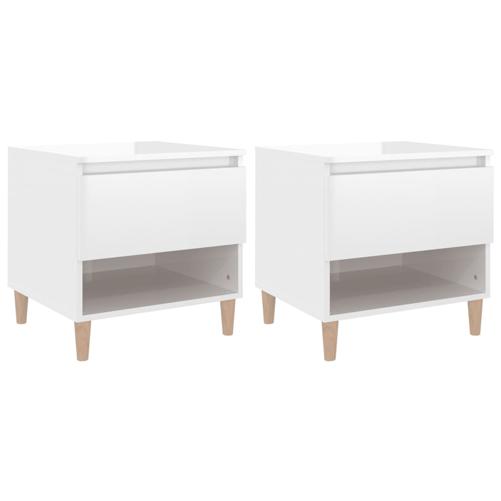 Vidaxl mesas cabeceira 2 pcs 50x46x50cm deriv.madeira branco brilhante