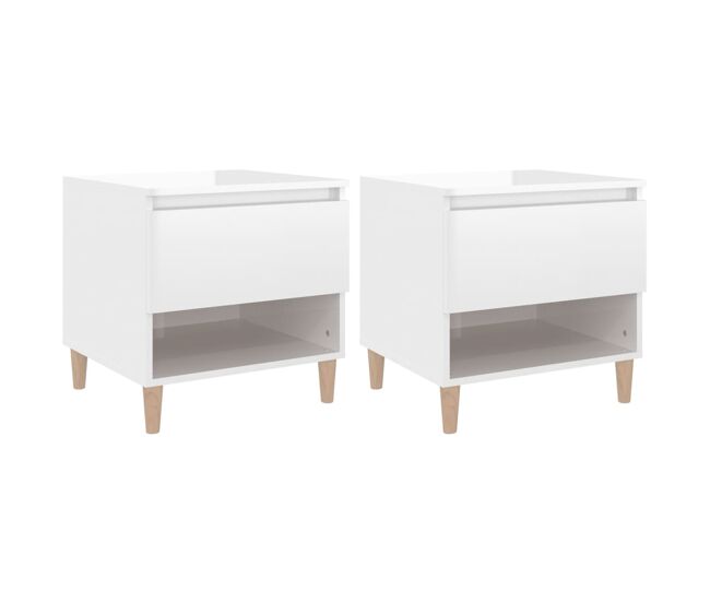 Vidaxl mesas cabeceira 2 pcs 50x46x50cm deriv.madeira branco brilhante