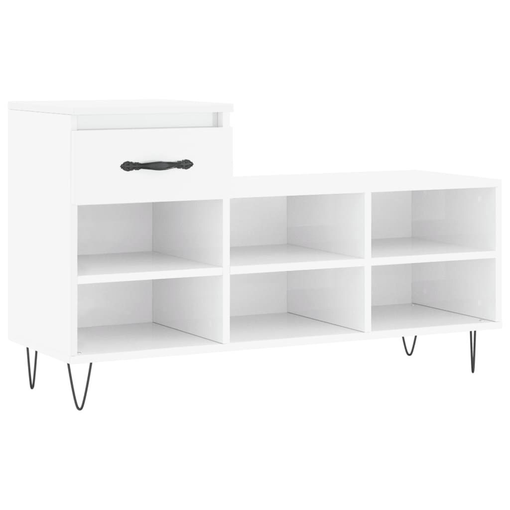 Vidaxl sapateira 102x36x60 cm derivados de madeira branco brilhante
