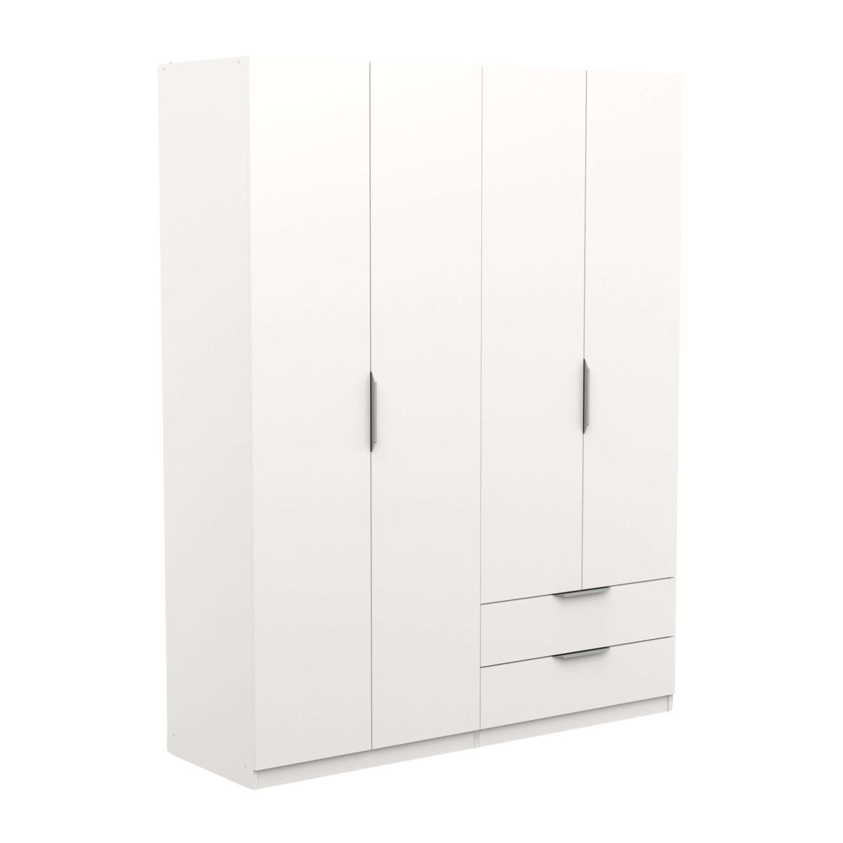 Guarda-roupa ghost para quarto com 2 gavetas e 4 portas, melamina branca, 158x51 cm