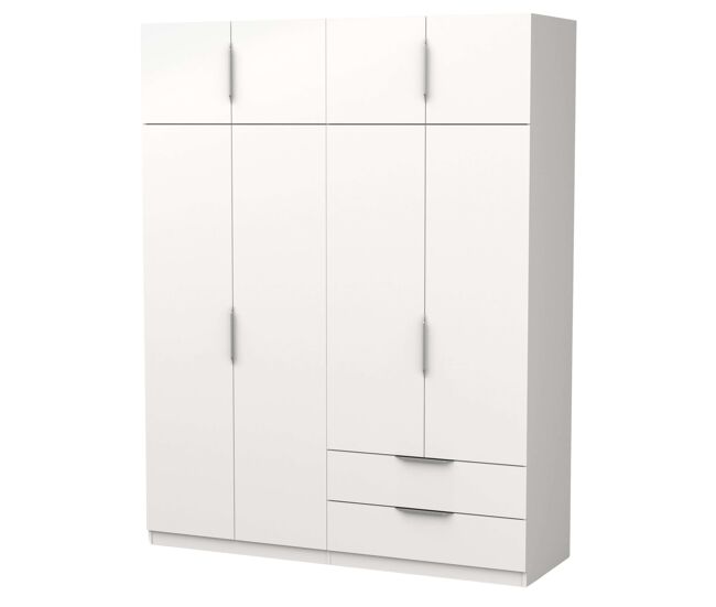 Guarda-roupa grande ghost, closet com diferentes compartimentos, 8 portas e 2 gavetas, branco fosco ou carvalho kronberg ou em branco e carvalho