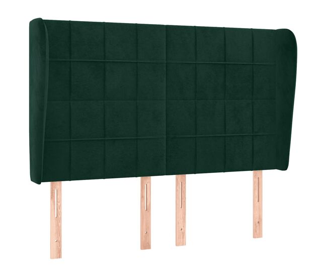 Vidaxl cabeceira cama c/ abas veludo 147x23x118/128 cm verde-escuro