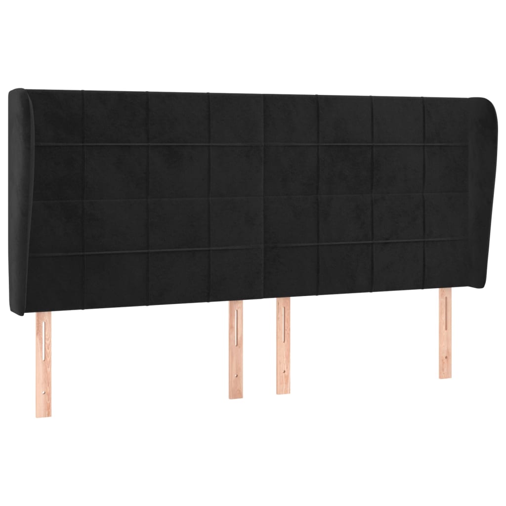 Vidaxl cabeceira de cama c/ abas veludo 183x23x118/128 cm preto