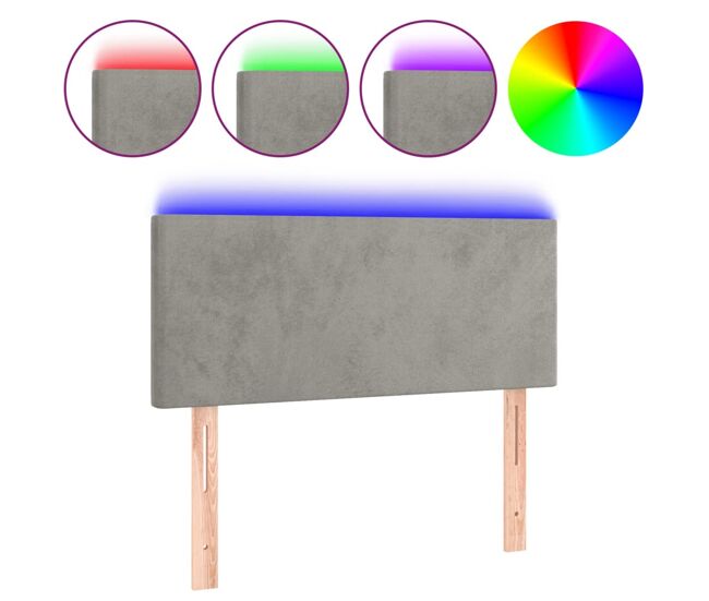 Vidaxl cabeceira de cama c/ luzes led veludo 90x5x78/88 cm cinza-claro
