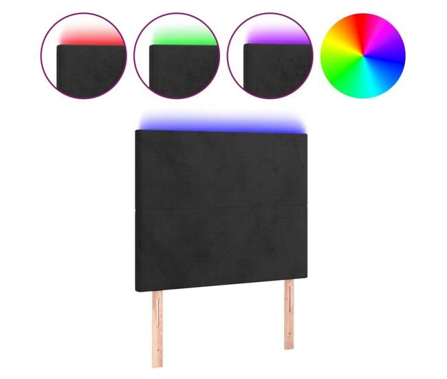 Vidaxl cabeceira cama c/ led veludo 100x5x118/128 cm preto