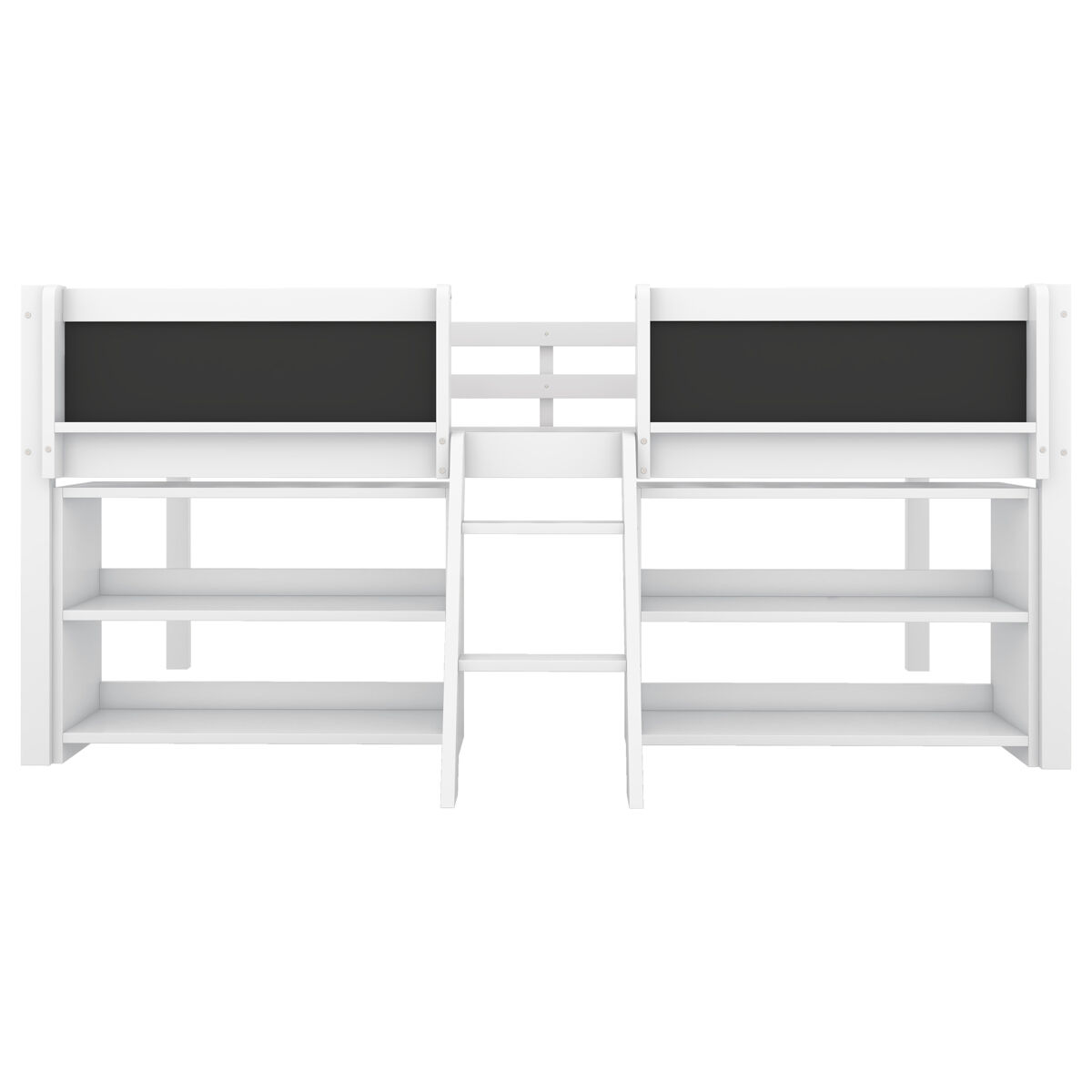 Cama de criança 90x200cm em madeira maciça - várias prateleiras - branco (colchão não incluído)