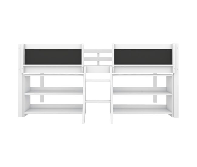 Cama de criança 90x200cm em madeira maciça - várias prateleiras - branco (colchão não incluído)