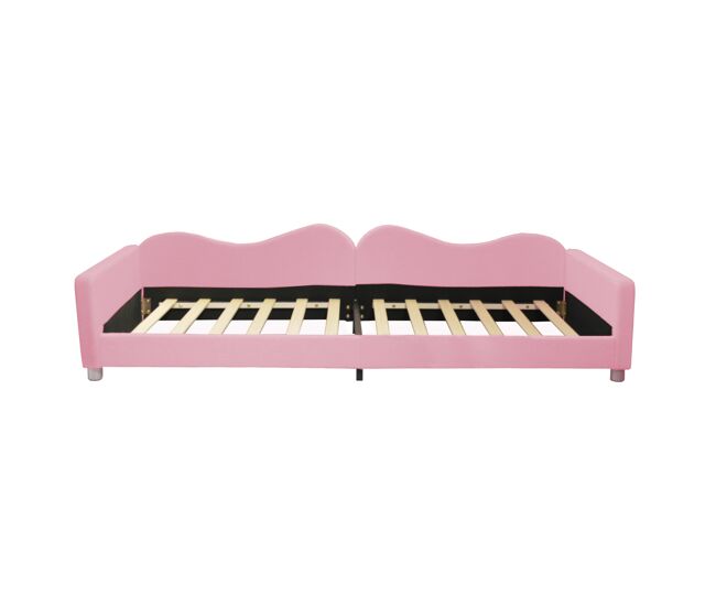 Sofá-cama 90x200 cm em tecido felpudo francês - com estrado de molas - rosa