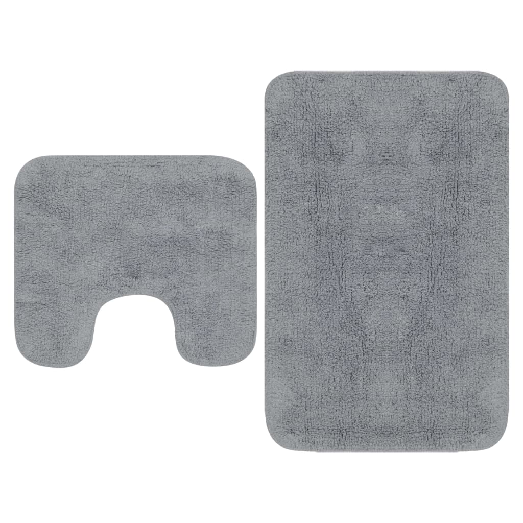 Vidaxl conjunto tapetes de casa de banho 2 pcs tecido cinzento