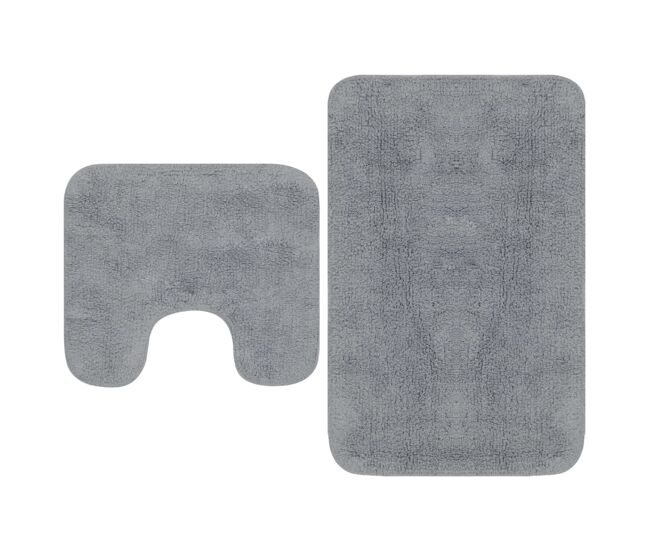Vidaxl conjunto tapetes de casa de banho 2 pcs tecido cinzento
