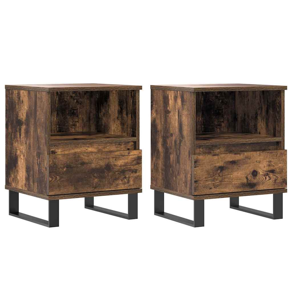 Vidaxl mesas de cabeceira 2 pcs derivados de madeira carvalho fumado