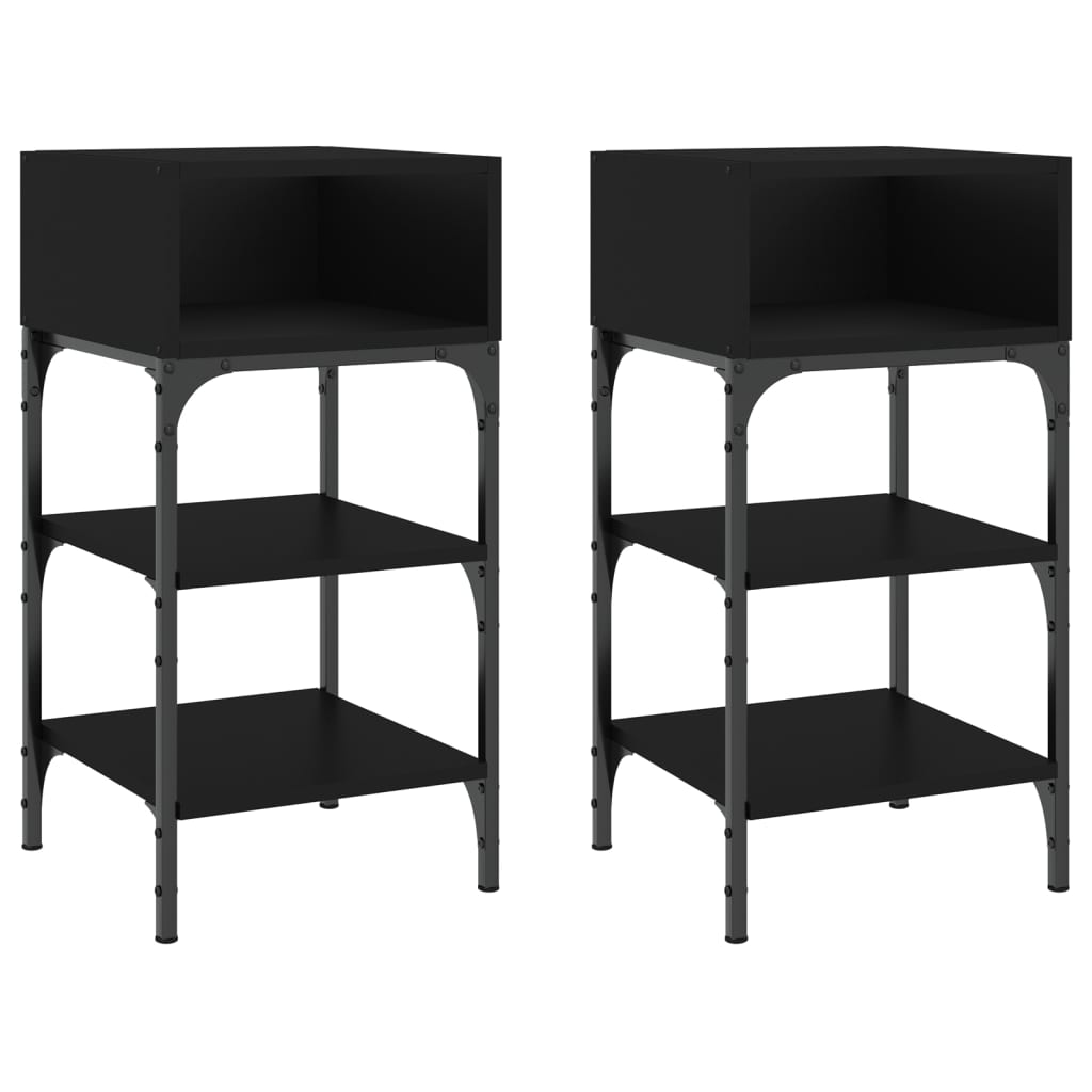Vidaxl mesas de cabeceira 2pcs 35x34,5x70cm derivados de madeira preto