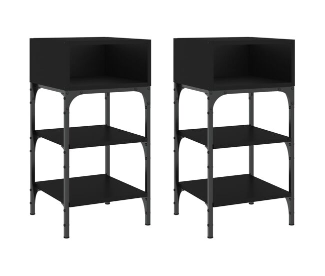 Vidaxl mesas de cabeceira 2pcs 35x34,5x70cm derivados de madeira preto