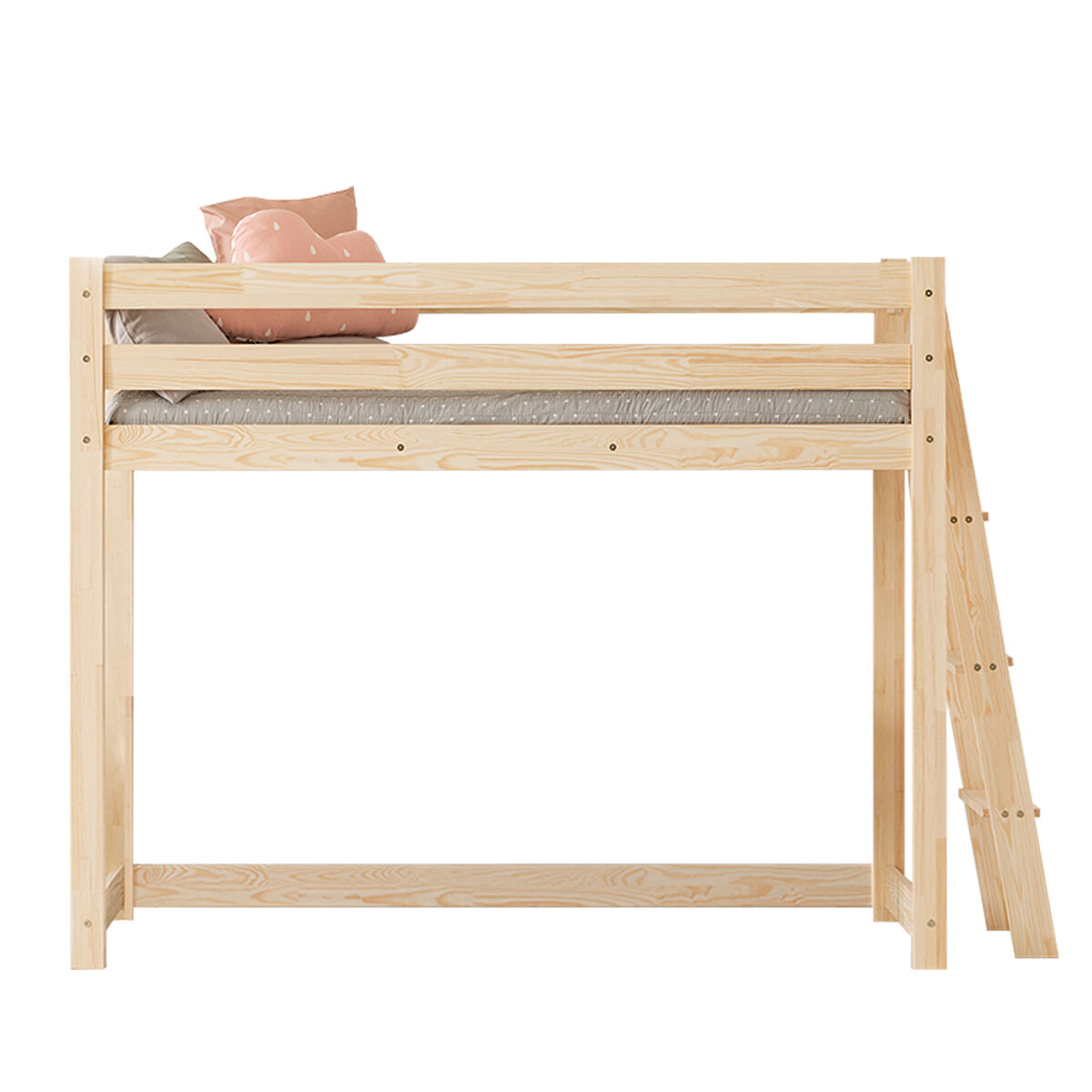 Cama de meia altura 90x190 com base de ripas mark bois