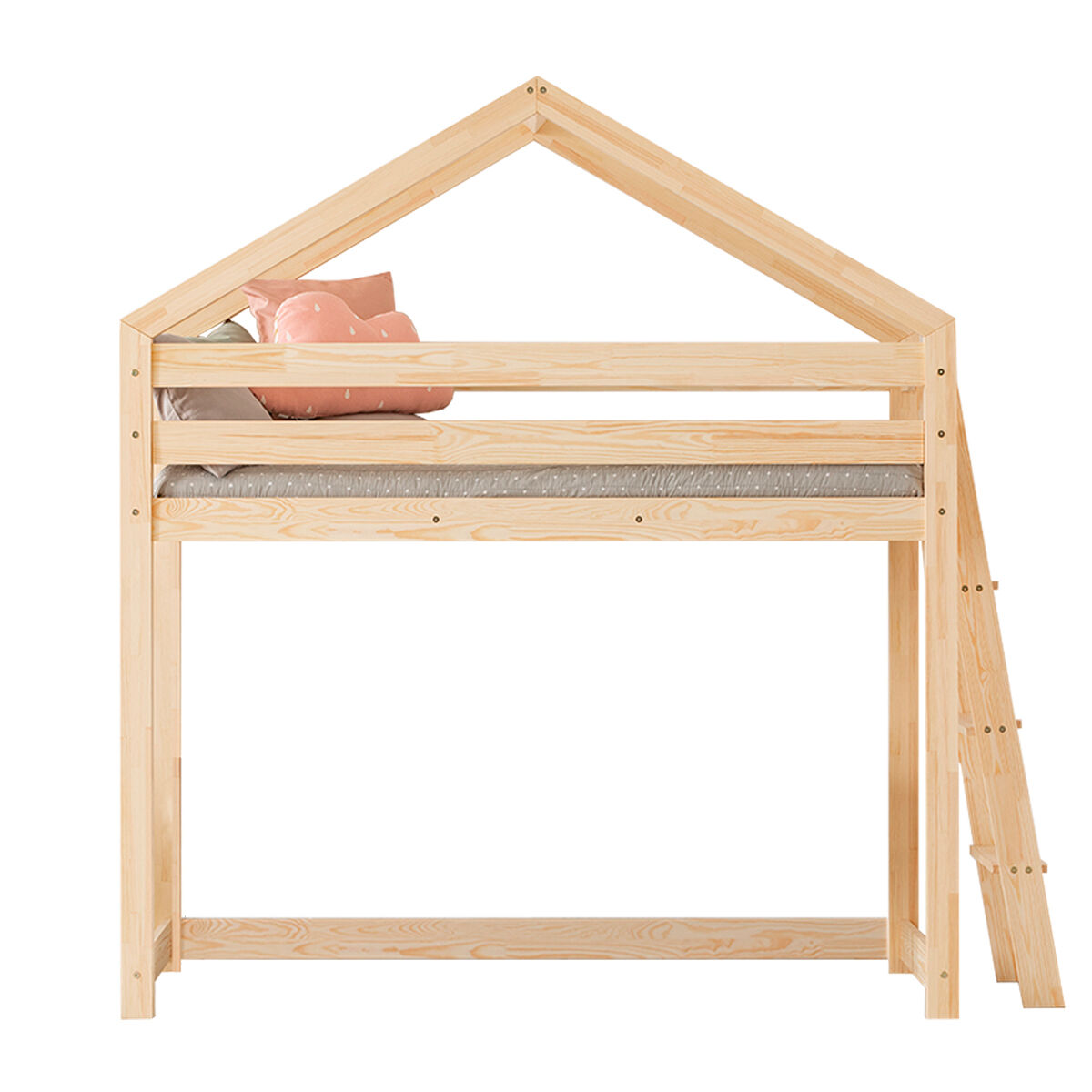 Cama de cabana meia altura 90x200 com base de ripas alix bois