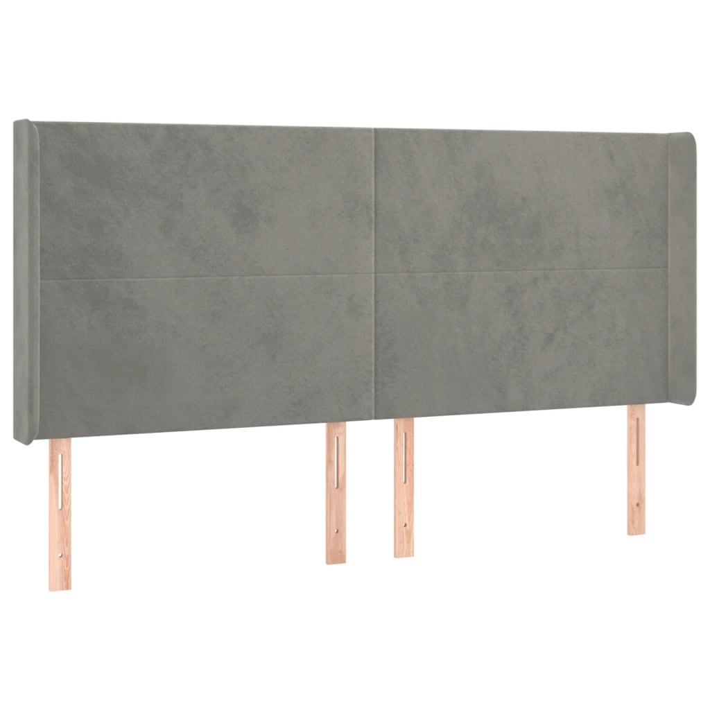 Vidaxl cabeceira cama c/ abas veludo 203x16x118/128 cm cinzento-claro