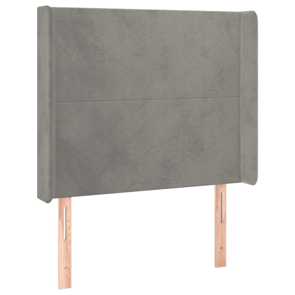 Vidaxl cabeceira de cama c/ abas veludo 83x16x118/128cm cinzento-claro