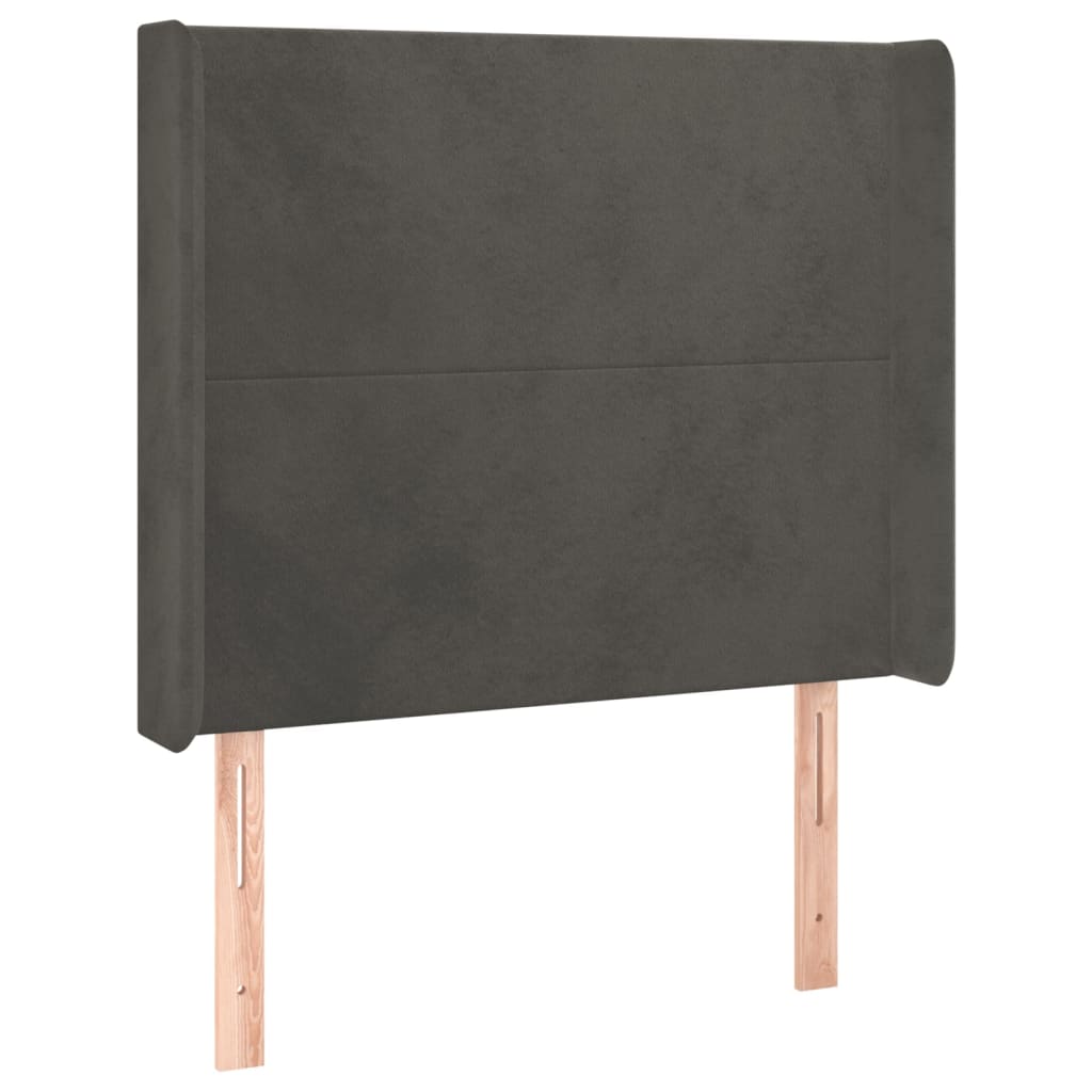 Vidaxl cabeceira cama c/ abas veludo 93x16x118/128 cm cinzento-escuro