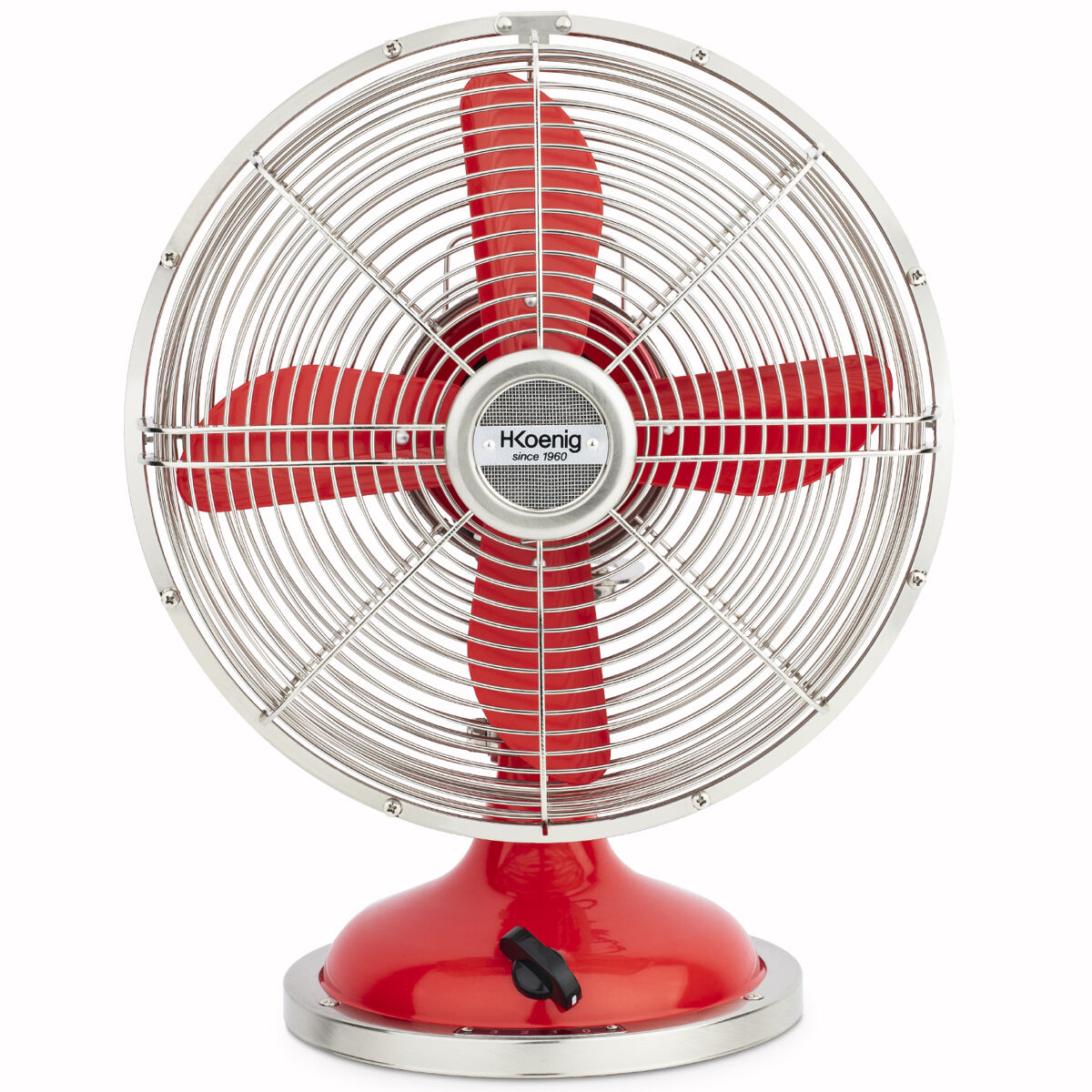 Ventoinha de mesa em metal com design retro JOE50 H.Koenig Vermelho