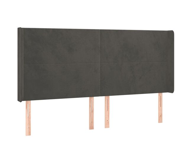 Vidaxl cabeceira cama c/ abas veludo 203x16x118/128 cm cinzento-escuro
