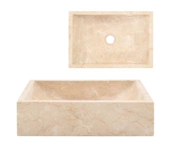 Lavatório - lavabo - pia de banheiro 45x30x12 cm mármore creme brilhante