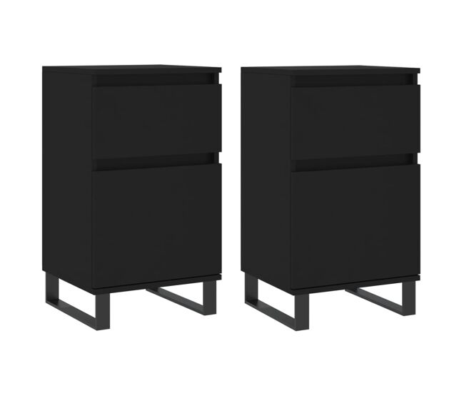 Vidaxl aparadores 2 pcs 40x35x70 cm derivados de madeira preto