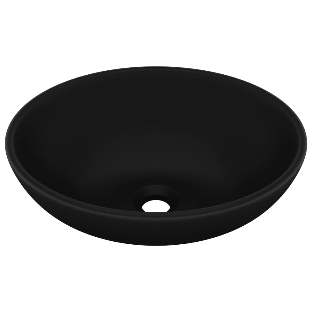 Lavatório - lavabo - pia de banheiro luxuoso formato oval 40x33 cm cerâmica preto mate
