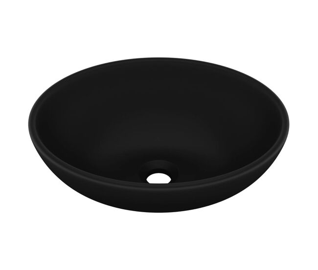 Lavatório - lavabo - pia de banheiro luxuoso formato oval 40x33 cm cerâmica preto mate