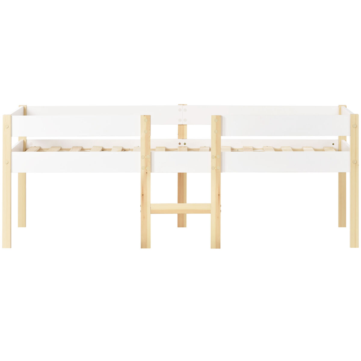 Cama mezzanine em pinho maciço com gavetas - 90x200 cm - branco