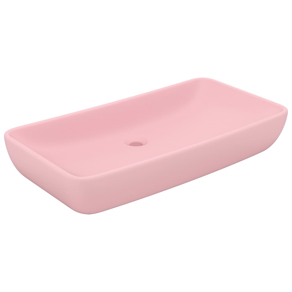 Lavatório - lavabo - pia de banheiro luxuoso retangular 71x38 cm cerâmica rosa mate