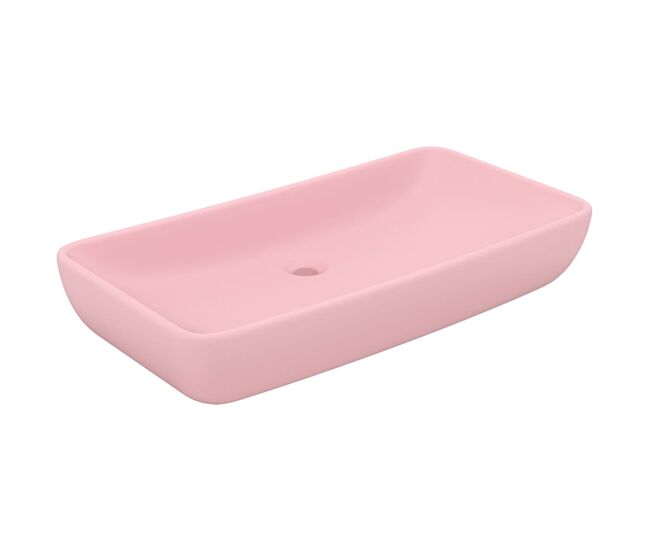 Lavatório - lavabo - pia de banheiro luxuoso retangular 71x38 cm cerâmica rosa mate