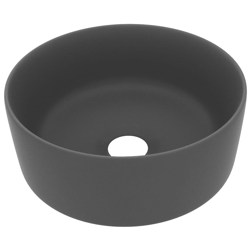 Lavatório - lavabo - pia de banheiro luxuoso redondo 40x15cm cerâmica cinzento-escuro mate