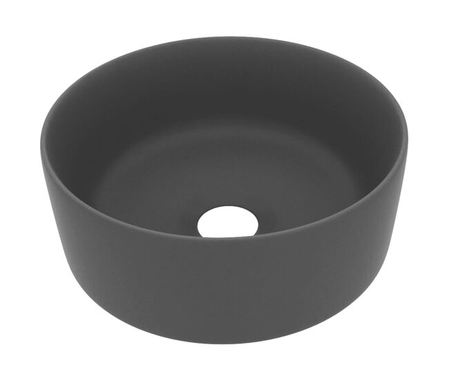 Lavatório - lavabo - pia de banheiro luxuoso redondo 40x15cm cerâmica cinzento-escuro mate