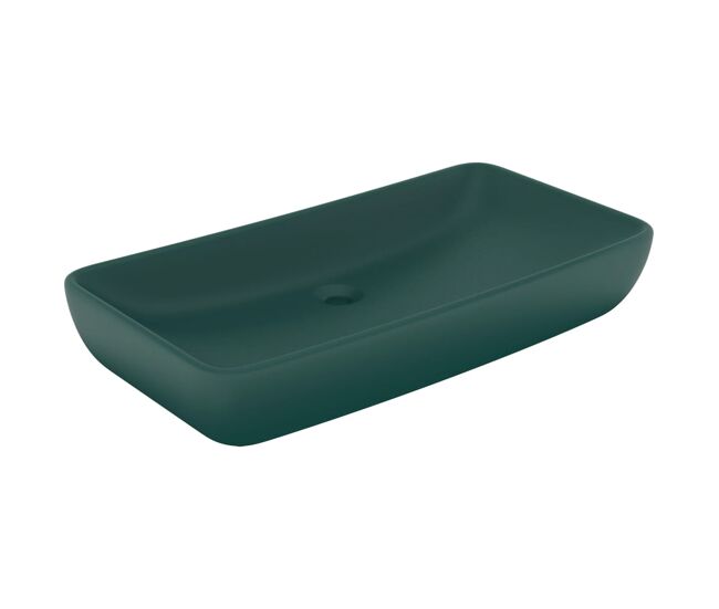 Lavatório - lavabo - pia de banheiro luxuoso retangular 71x38cm cerâmica verde-escuro mate
