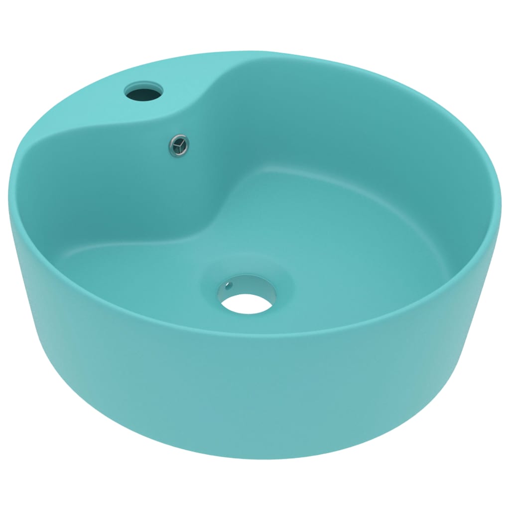 Lavatório - lavabo - pia de banheiro com extravasamento 36x13 cm cerâmica verde-claro mate