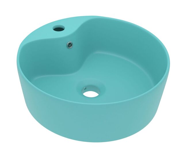 Lavatório - lavabo - pia de banheiro com extravasamento 36x13 cm cerâmica verde-claro mate