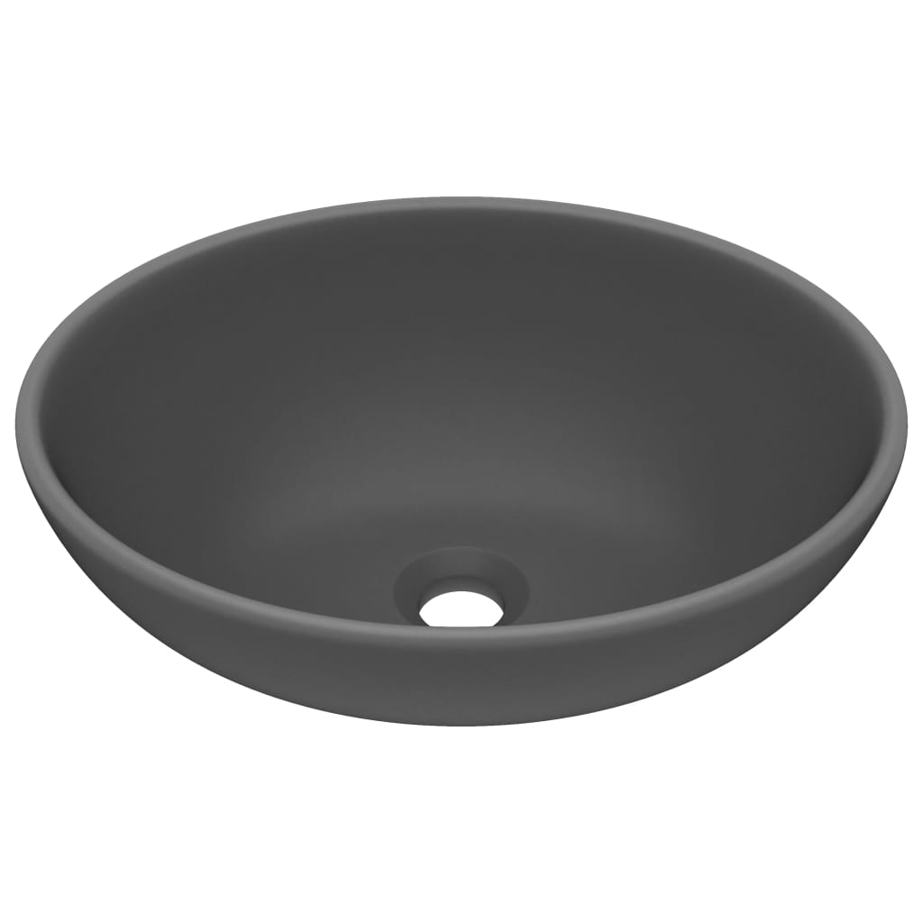 Lavatório - lavabo - pia de banheiro luxuoso oval 40x33cm cerâmica cinzento-escuro mate