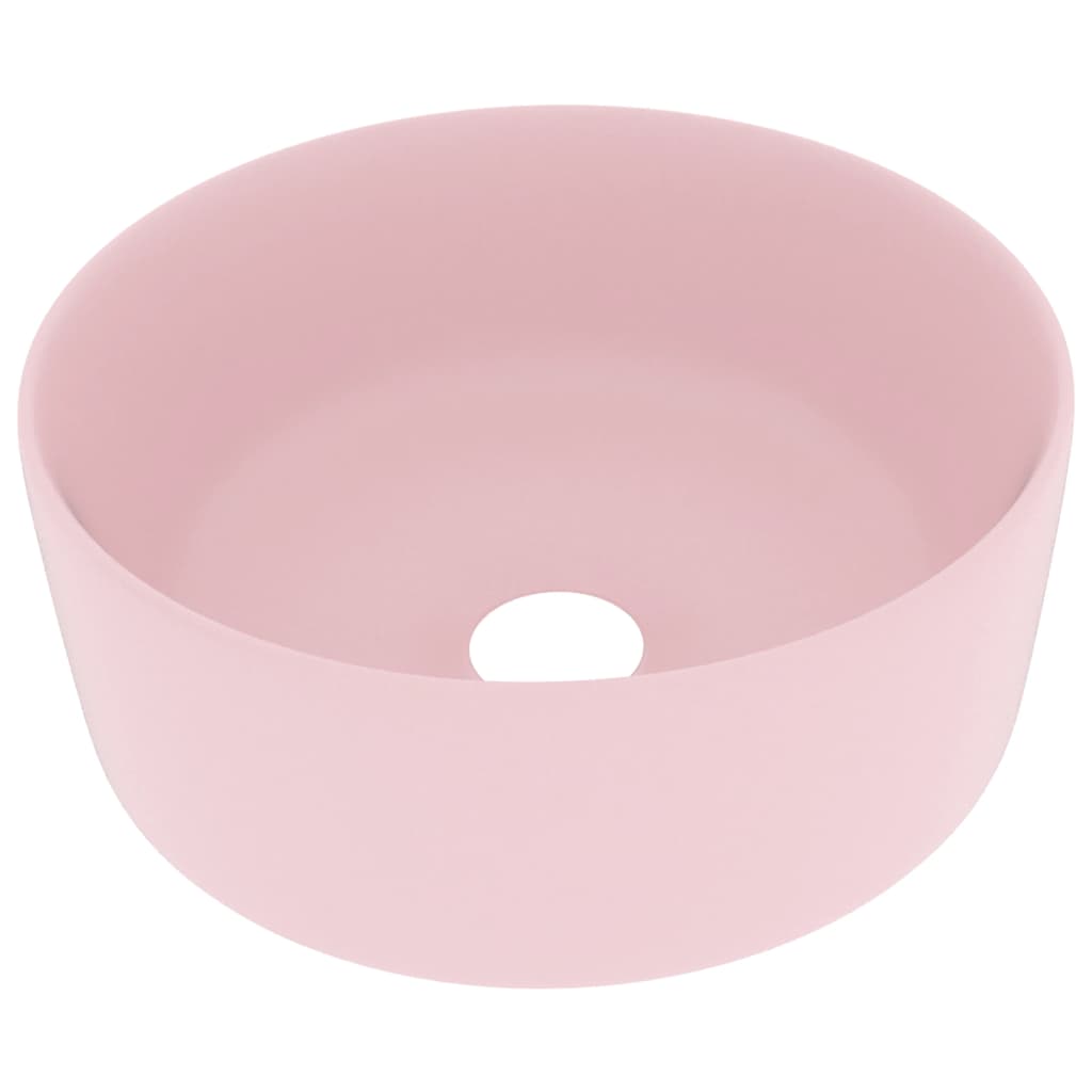 Lavatório - lavabo - pia de banheiro luxuoso redondo 40x15 cm cerâmica rosa mate