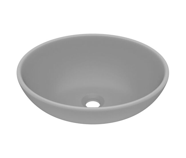 Lavatório - lavabo - pia de banheiro luxuoso oval 40x33cm cerâmica cinzento-claro mate