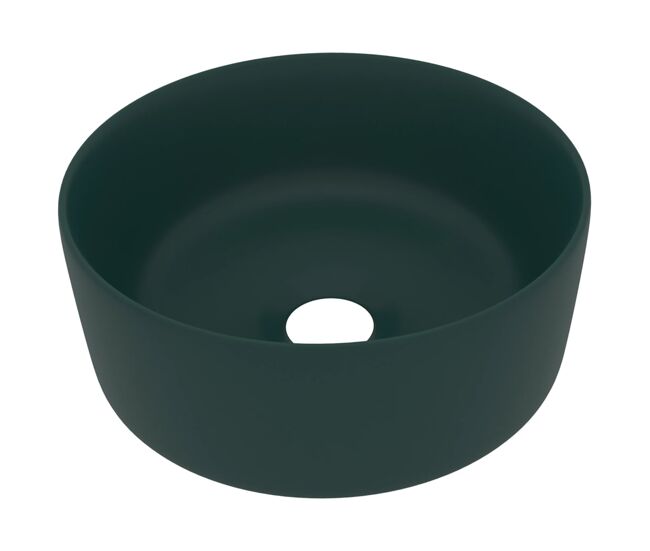 Lavatório - lavabo - pia de banheiro luxuoso redondo 40x15cm cerâmica verde-escuro mate