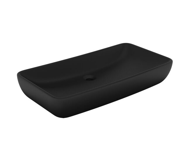 Lavatório - lavabo - pia de banheiro luxuoso retangular 71x38 cm cerâmica preto mate