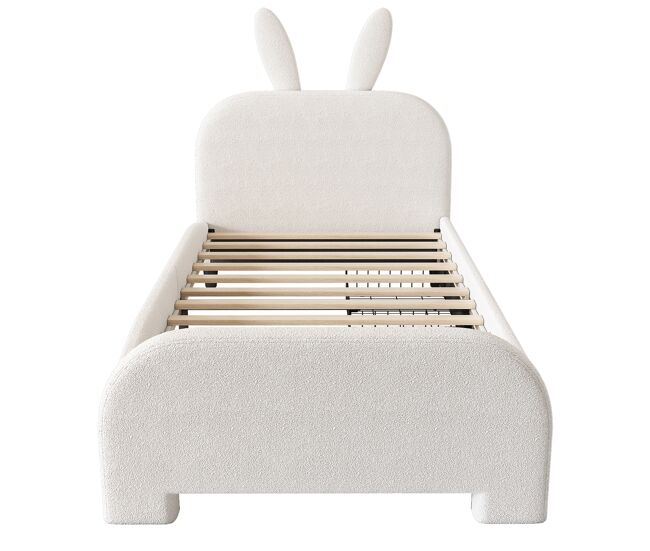 Cama de criança 90x200 cm com 2 gavetas - cabeceira em forma de coelho - branco