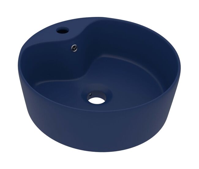 Lavatório - lavabo - pia de banheiro c/ extravasamento 36x13cm cerâmica azul-escuro mate