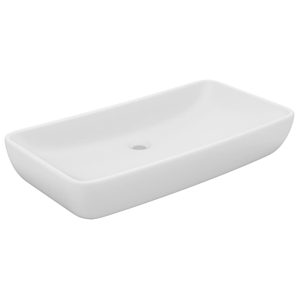 Lavatório - lavabo - pia de banheiro luxuoso retangular 71x38 cm cerâmica branco mate