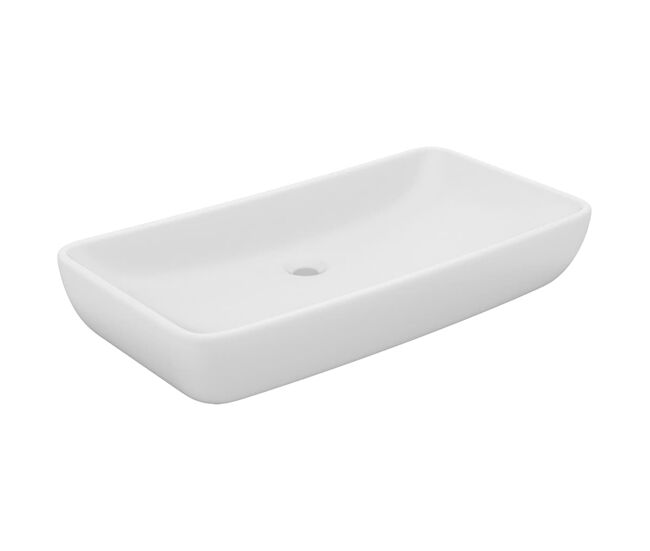 Lavatório - lavabo - pia de banheiro luxuoso retangular 71x38 cm cerâmica branco mate
