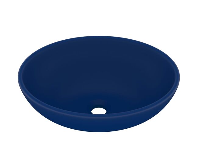 Lavatório - lavabo - pia de banheiro luxuoso oval 40x33cm cerâmica azul-escuro mate