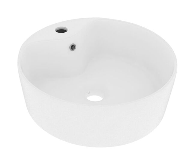 Lavatório - lavabo - pia de banheiro com extravasamento 36x13 cm cerâmica branco mate