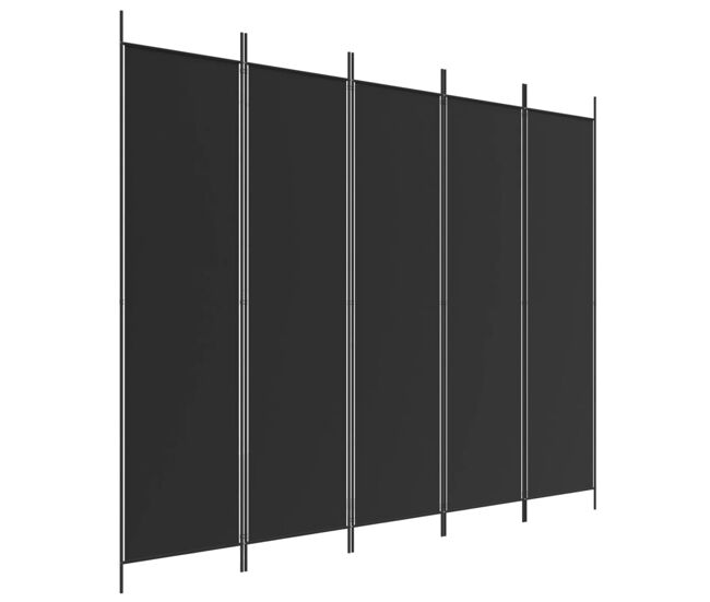 Biombo - separador de ambientes - divisória de quarto com 5 painéis 250x200 cm tecido preto